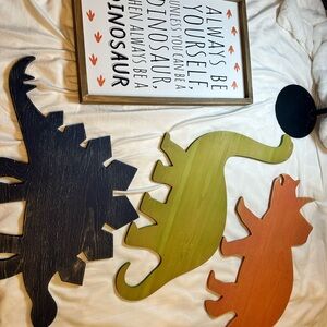 Dinosaur Wall Decor Set - Navy,Green, Orange (5 piece set)